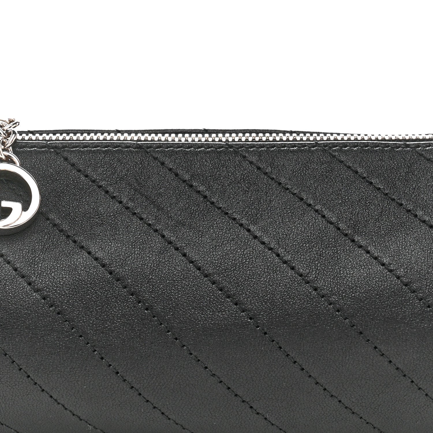 Gucci Sakai Be Green Calfskin Diagonal Stitched Mini Blondie Barrel Shoulder Bag Black 8 of 10