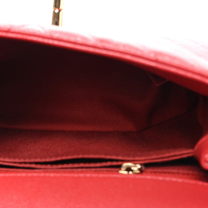Chanel Caviar Chevron Quilted Mini Coco Handle Flap Red 5 of 10