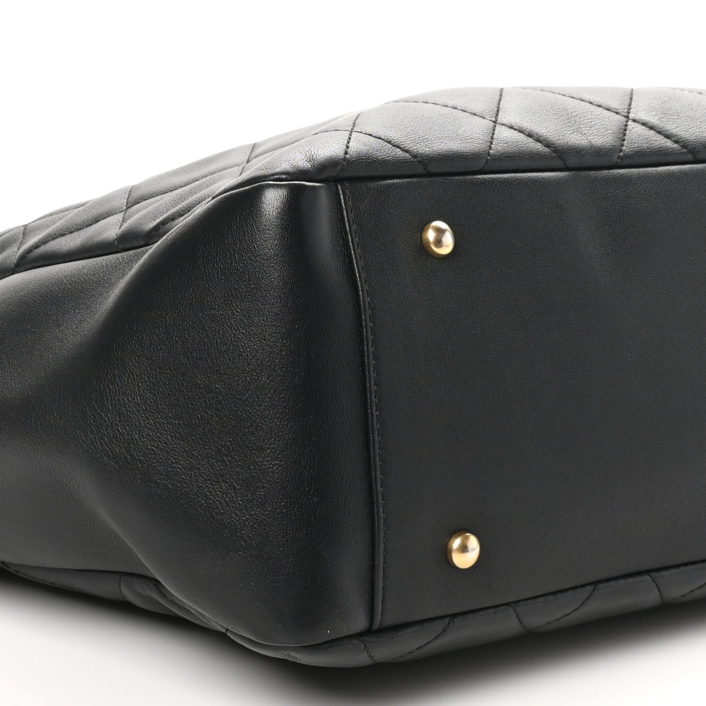 Lambskin Quilted Shopping Tote Black