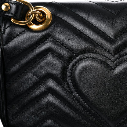 Gucci Calfskin Matelasse Mini GG Marmont Shoulder Bag Black 16 of 18