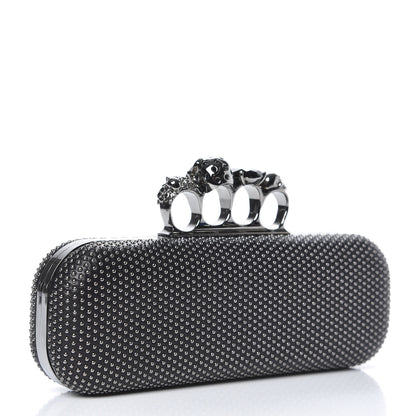 Alexander McQueen Nappa Studded Skull Knuckle Box Clutch Black 3 of 9