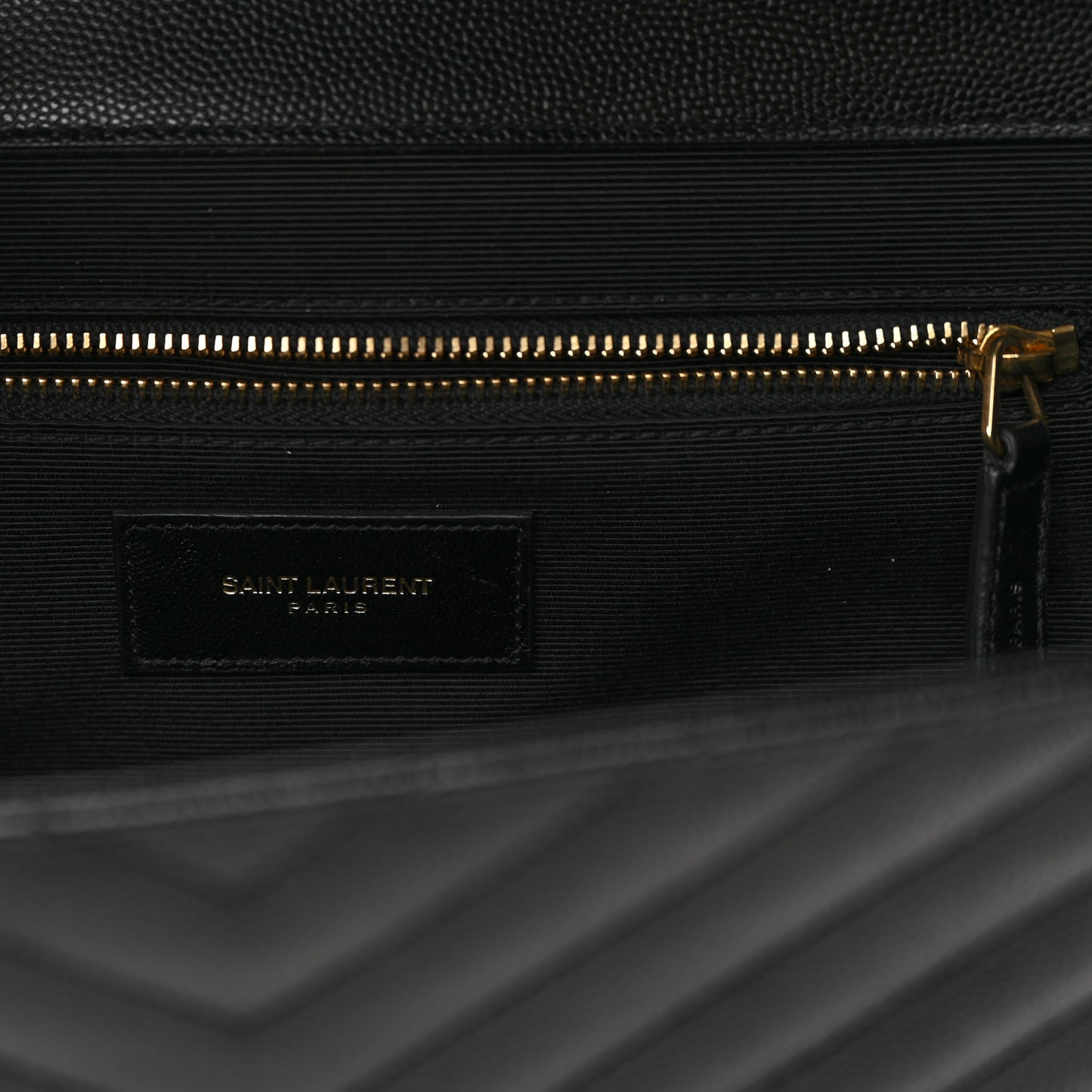 Grain De Poudre Matelasse Chevron Large Monogram Satchel Black