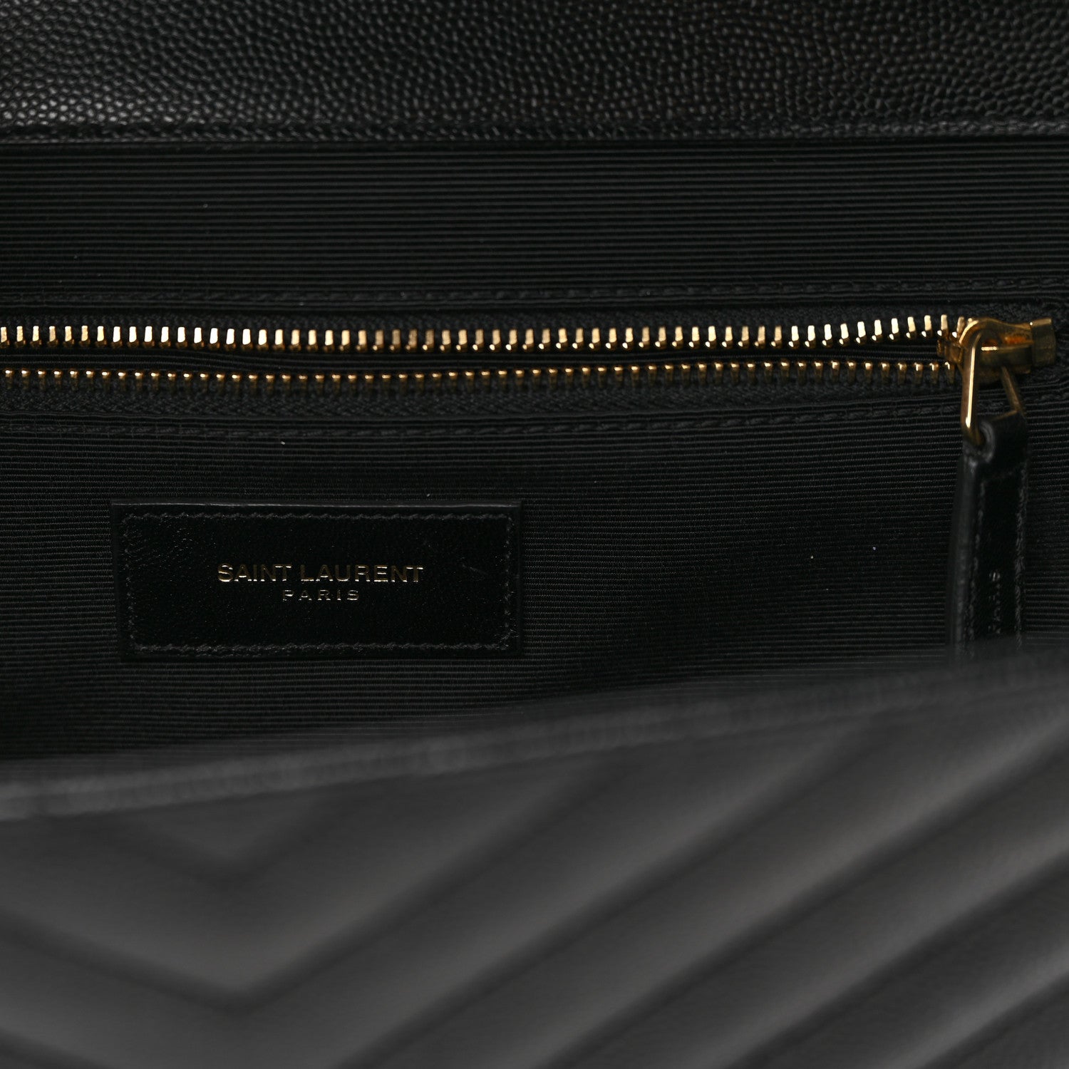 Saint Laurent Grain De Poudre Matelasse Chevron Large Monogram Satchel Black 6 of 9