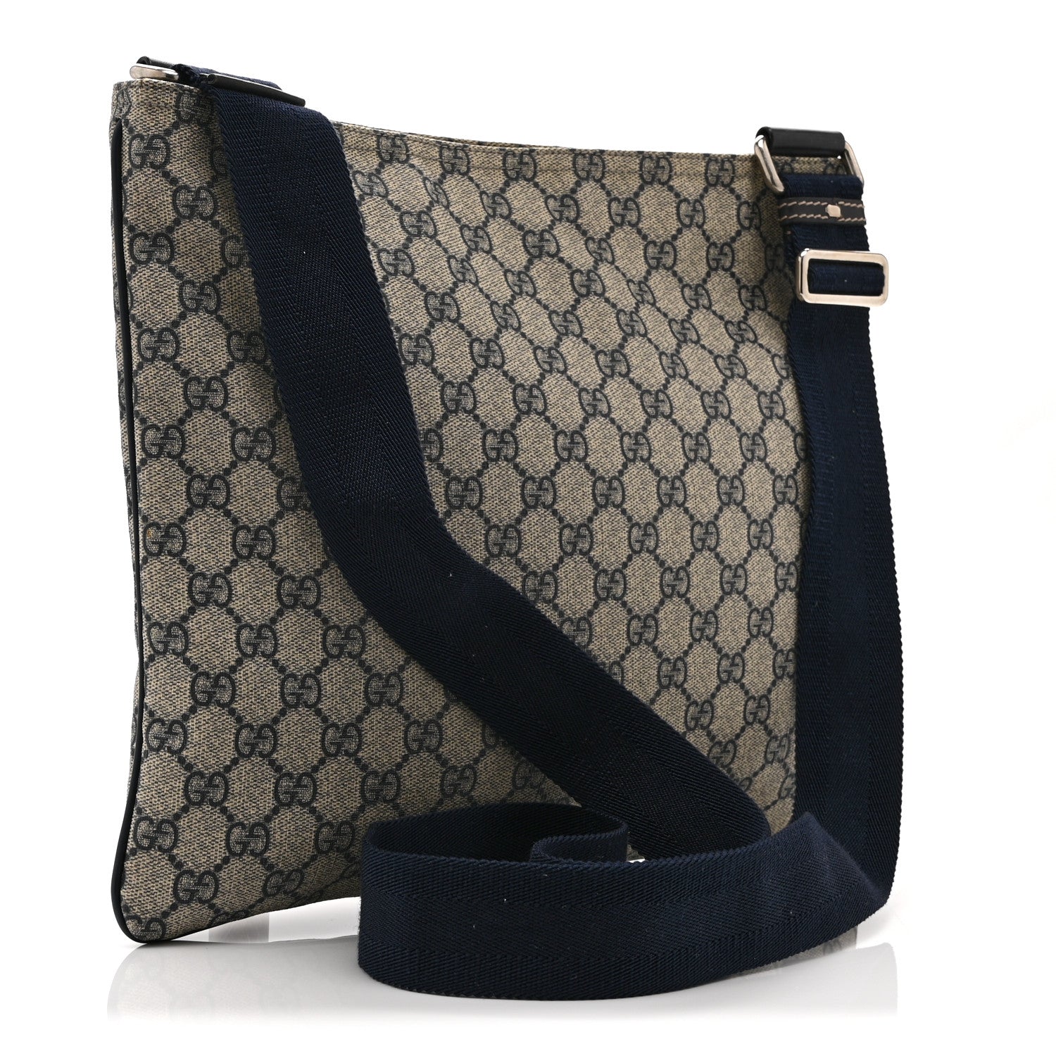 Gucci GG Plus Monogram Large Flat Messenger Bag Beige Blue 3 of 13