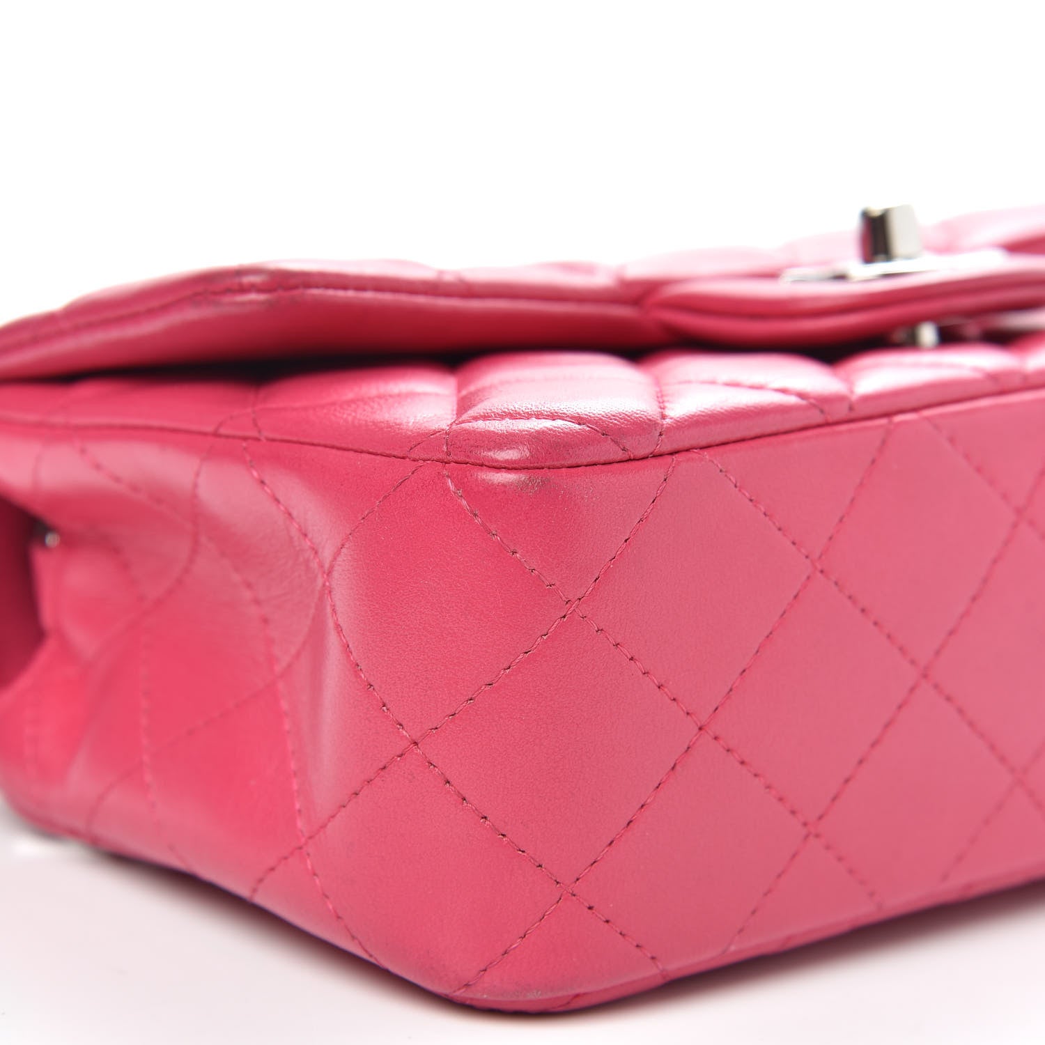 Chanel Lambskin Quilted Mini Rectangular Flap Dark Pink 8 of 14