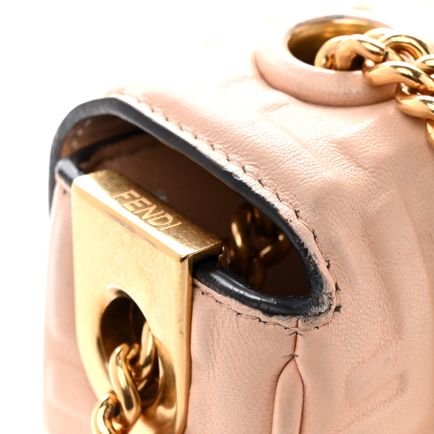 Fendi Nappa Small FF Embossed Midi Chain Baguette Light Rose 11 of 16