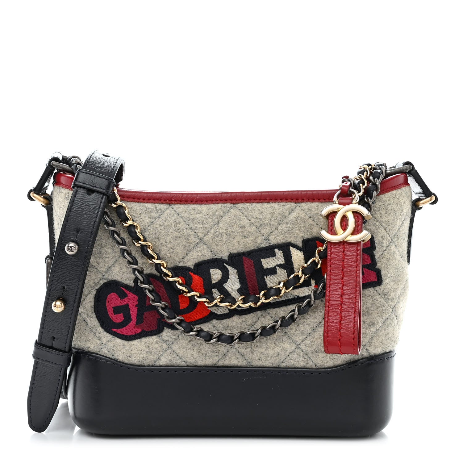 Chanel Wool Calfskin Quilted Small Gabrielle Hobo Navy 1 of 12