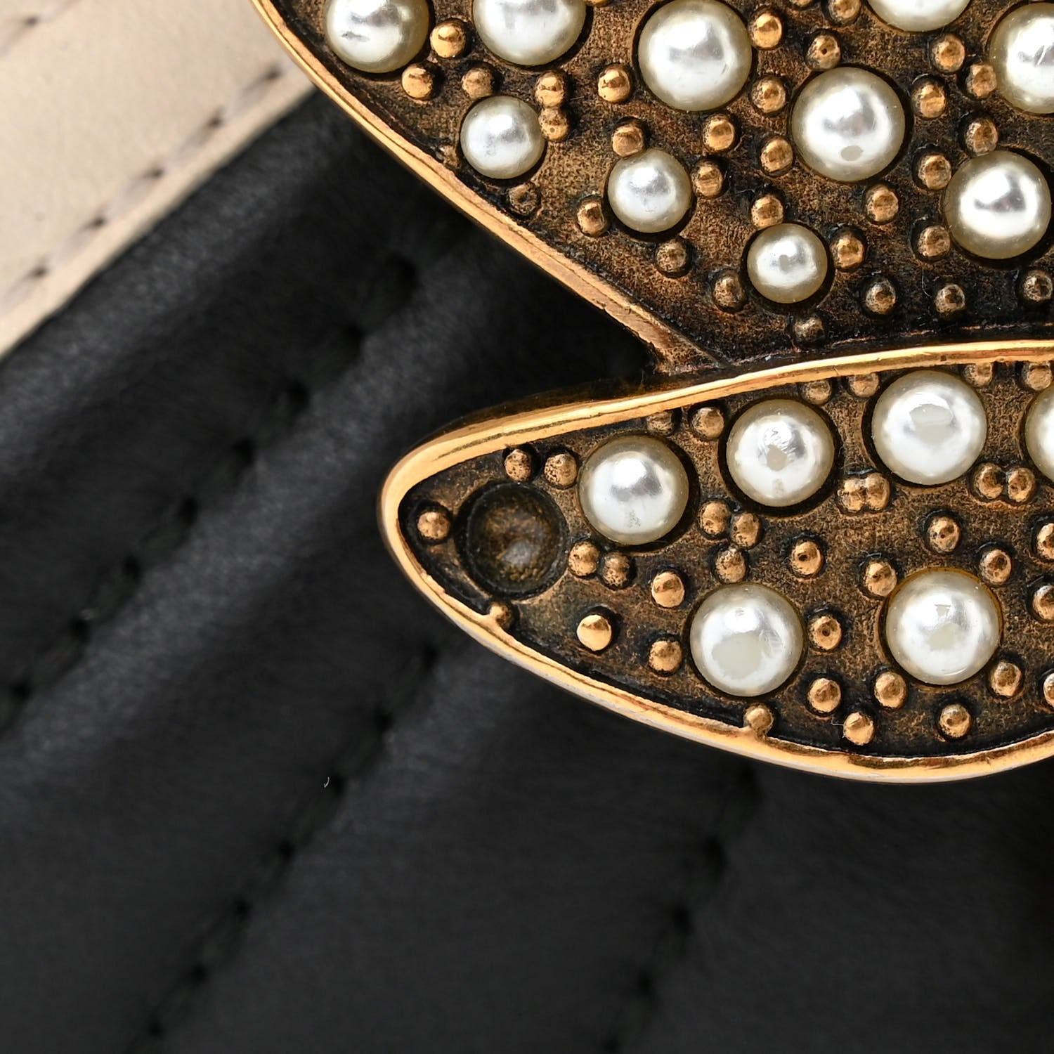 Gucci Calfskin Bamboo Trapuntata Queen Margaret Top Handle Bag Mystic White Black 11 of 11