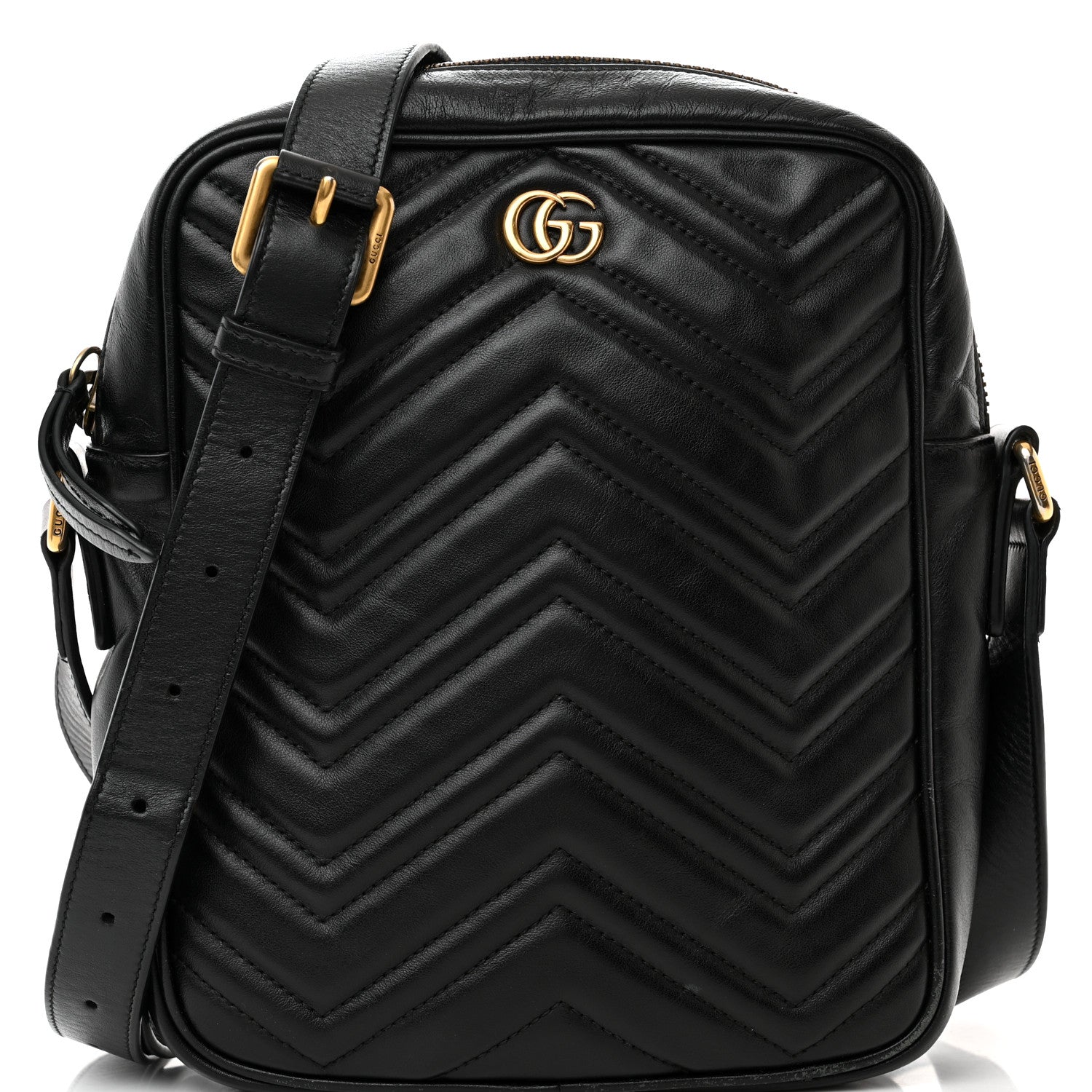 Gucci Calfskin Matelasse GG Marmont Travel Bag Black 8 of 12