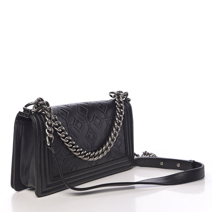 Chanel Calfskin Crystal Embossed Medium Boy Flap Black 3 of 11