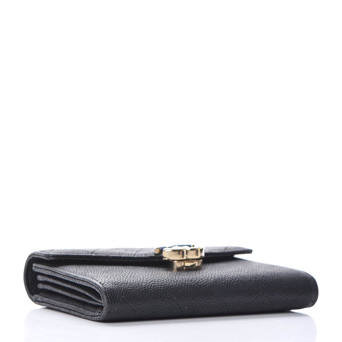 Caviar Quilted Medium CC Box Flap Wallet Black Navy