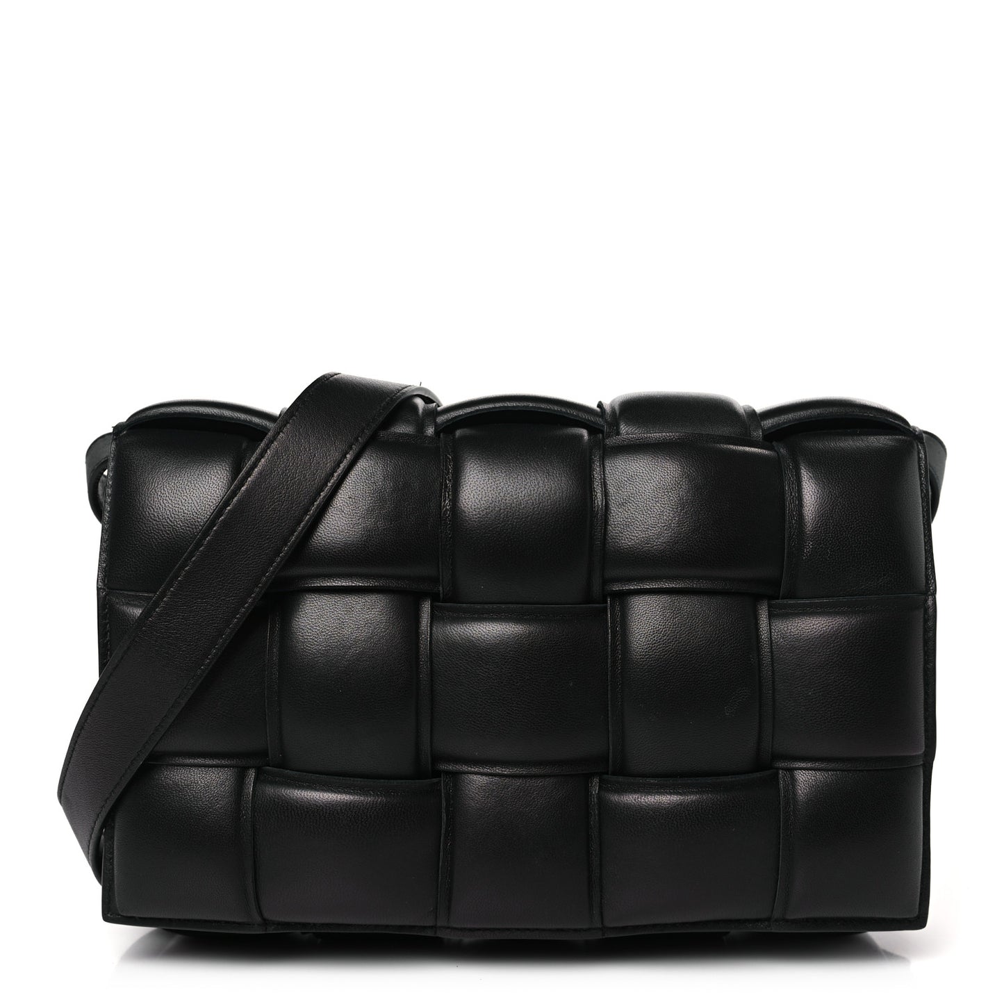 Nappa Maxi Intreccio Padded Cassette Crossbody Bag Black