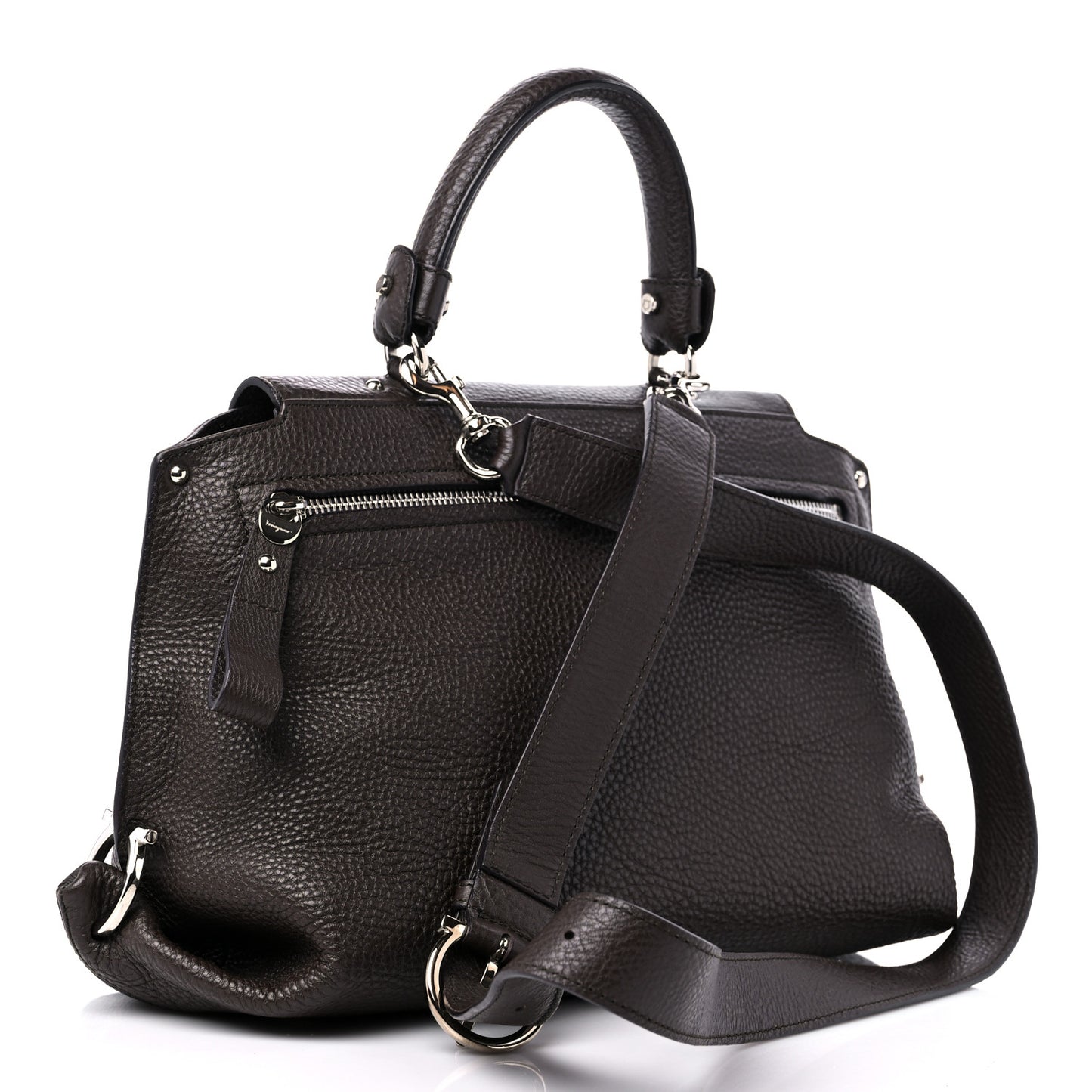 Grained Calfskin Sofia Satchel Brown