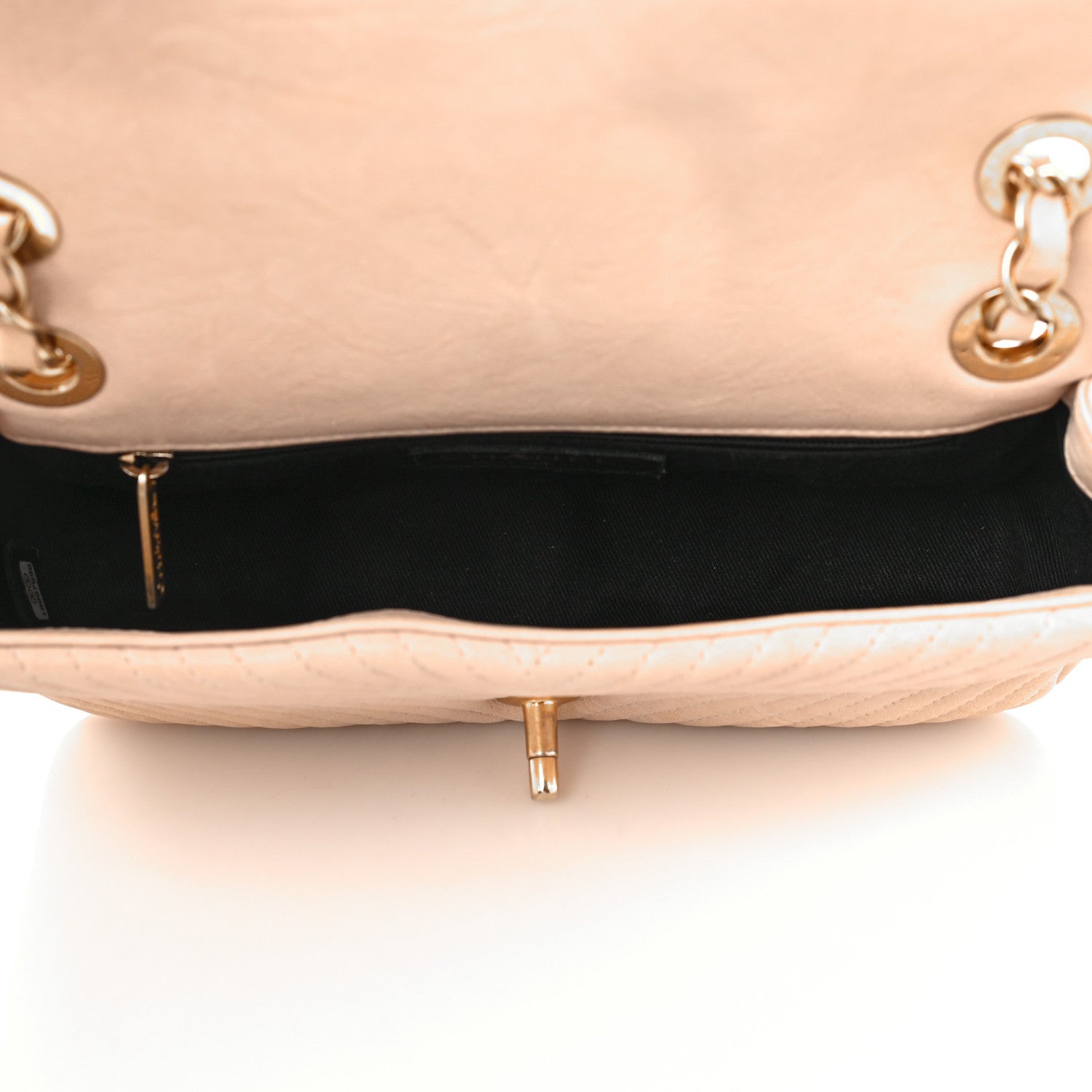 Chanel Calfskin Chevron Small Surpique Flap Beige 5 of 11