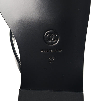 Chanel Goatskin Times Square Thong Sandals 37 Black 8 of 10