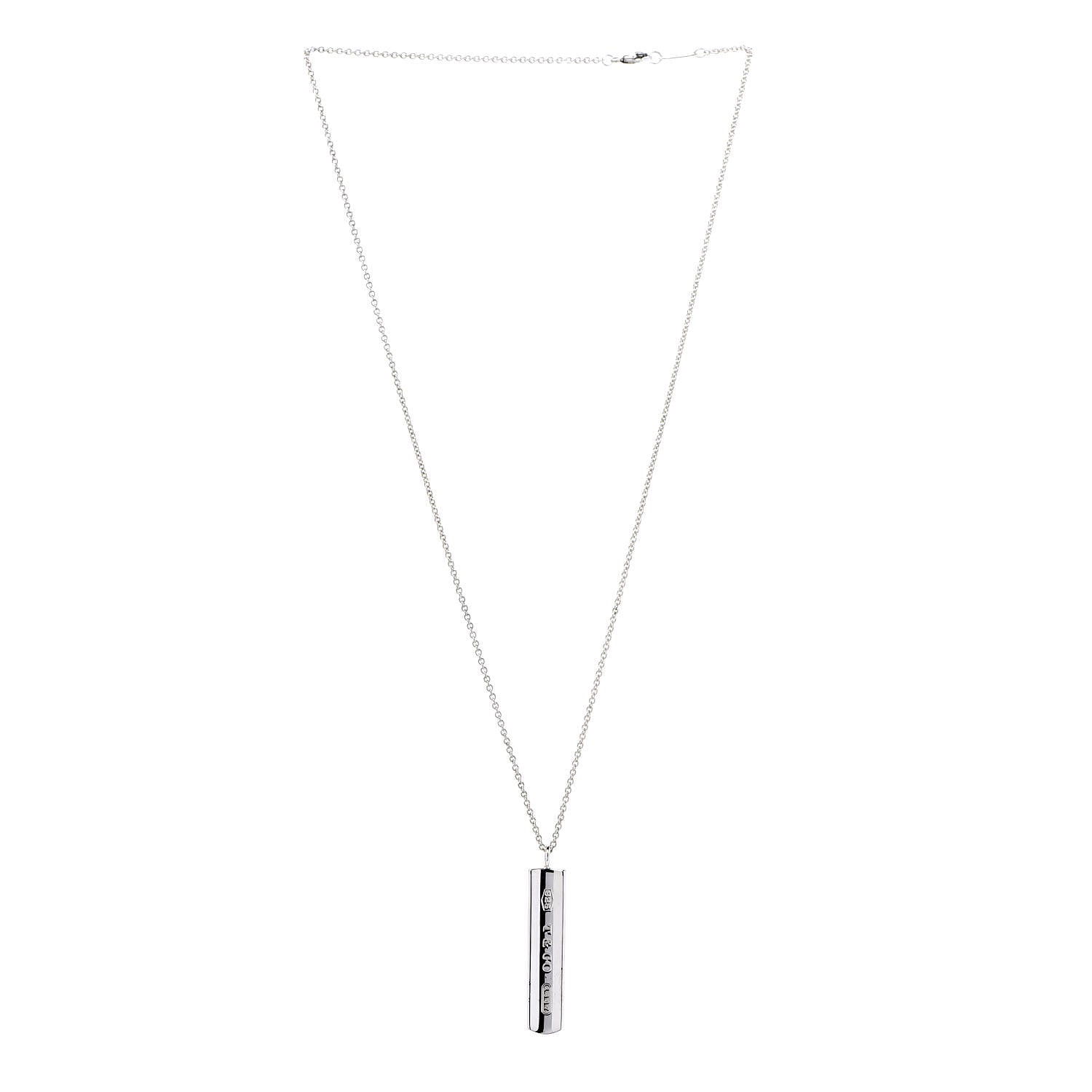 Tiffany Sterling Silver 1837 Bar Pendant Necklace 3 of 7