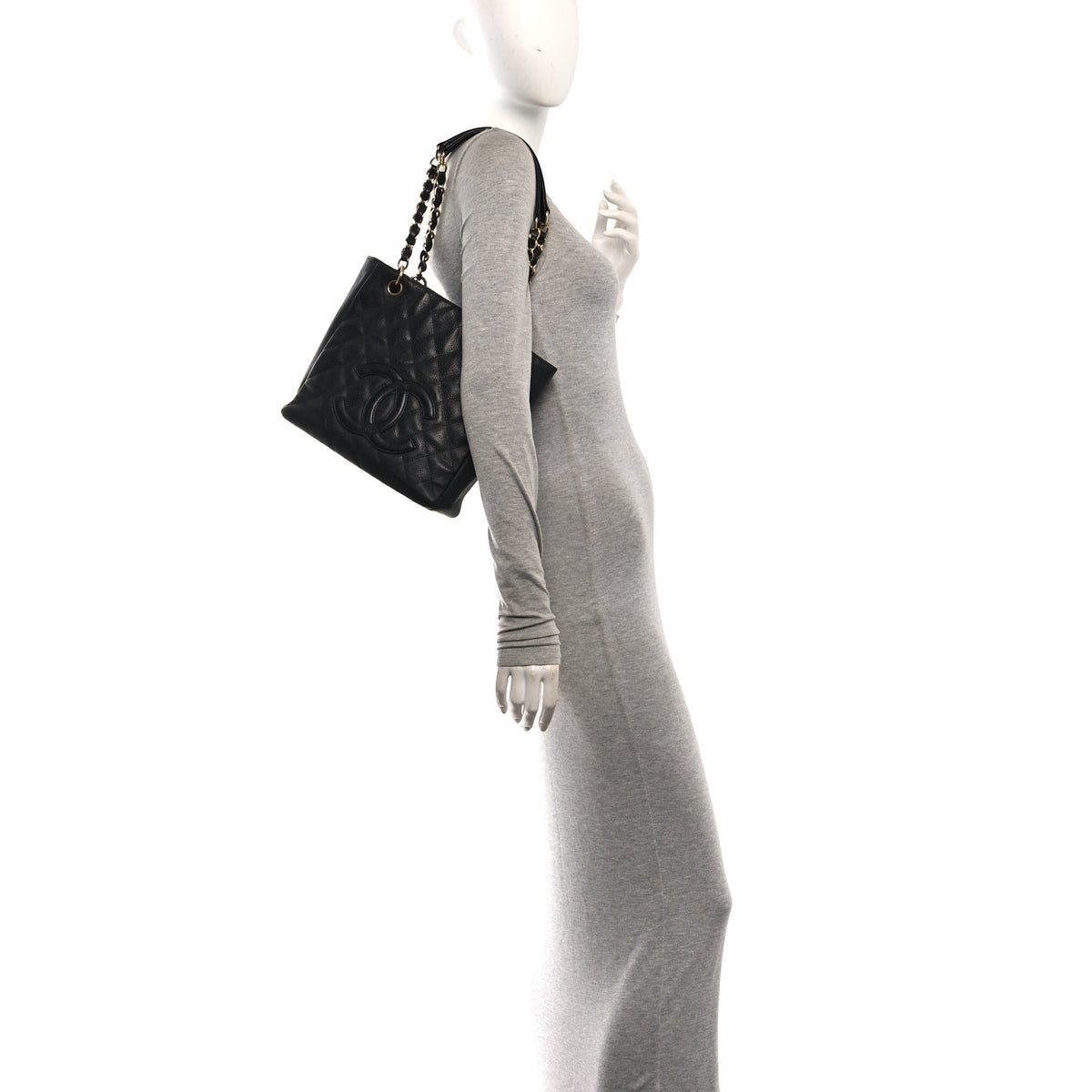 Chanel Caviar Quilted Petit Shopping Tote PST Black 3 of 10