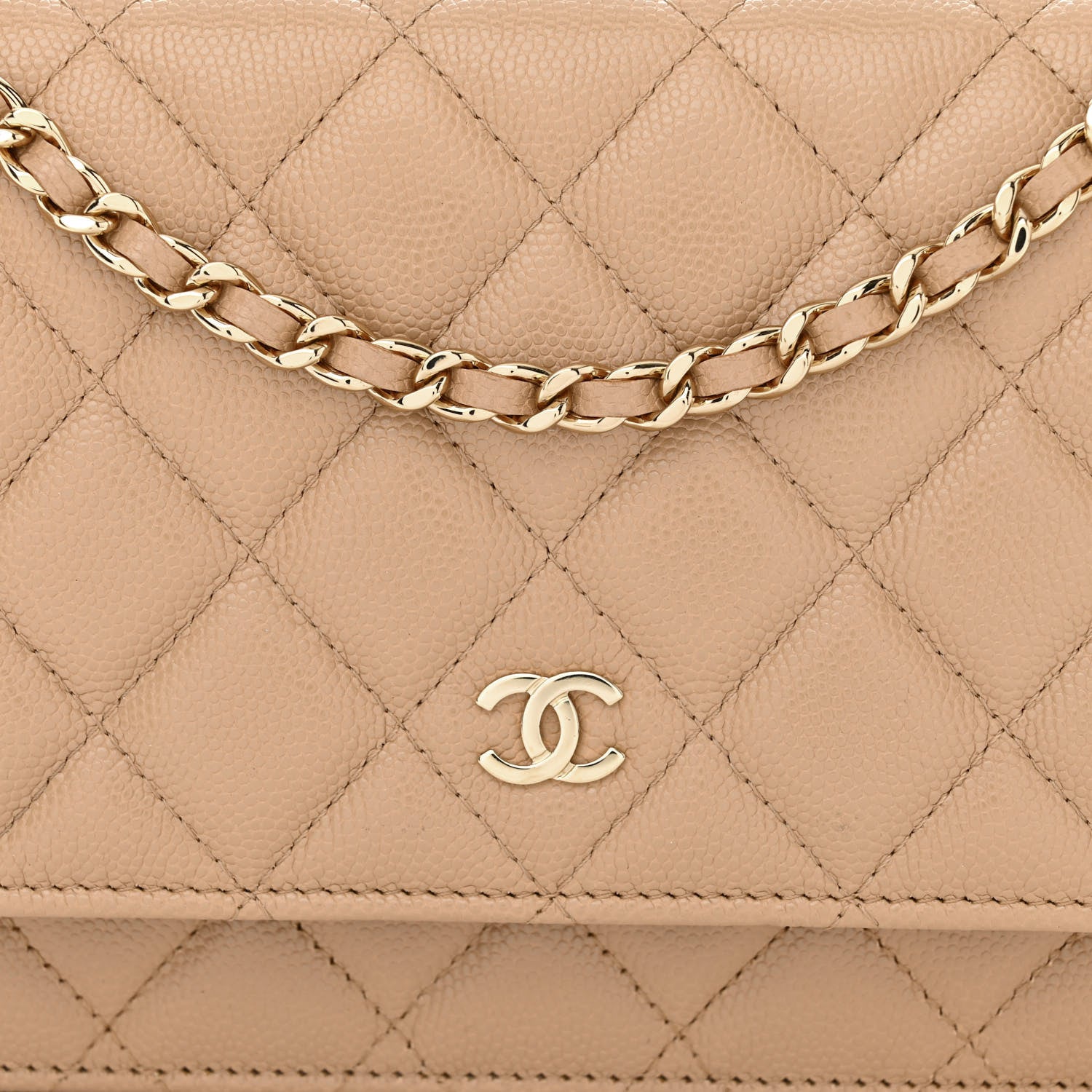 Chanel Caviar Quilted Wallet On Chain WOC Beige 9 of 12