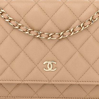Chanel Caviar Quilted Wallet On Chain WOC Beige 9 of 12