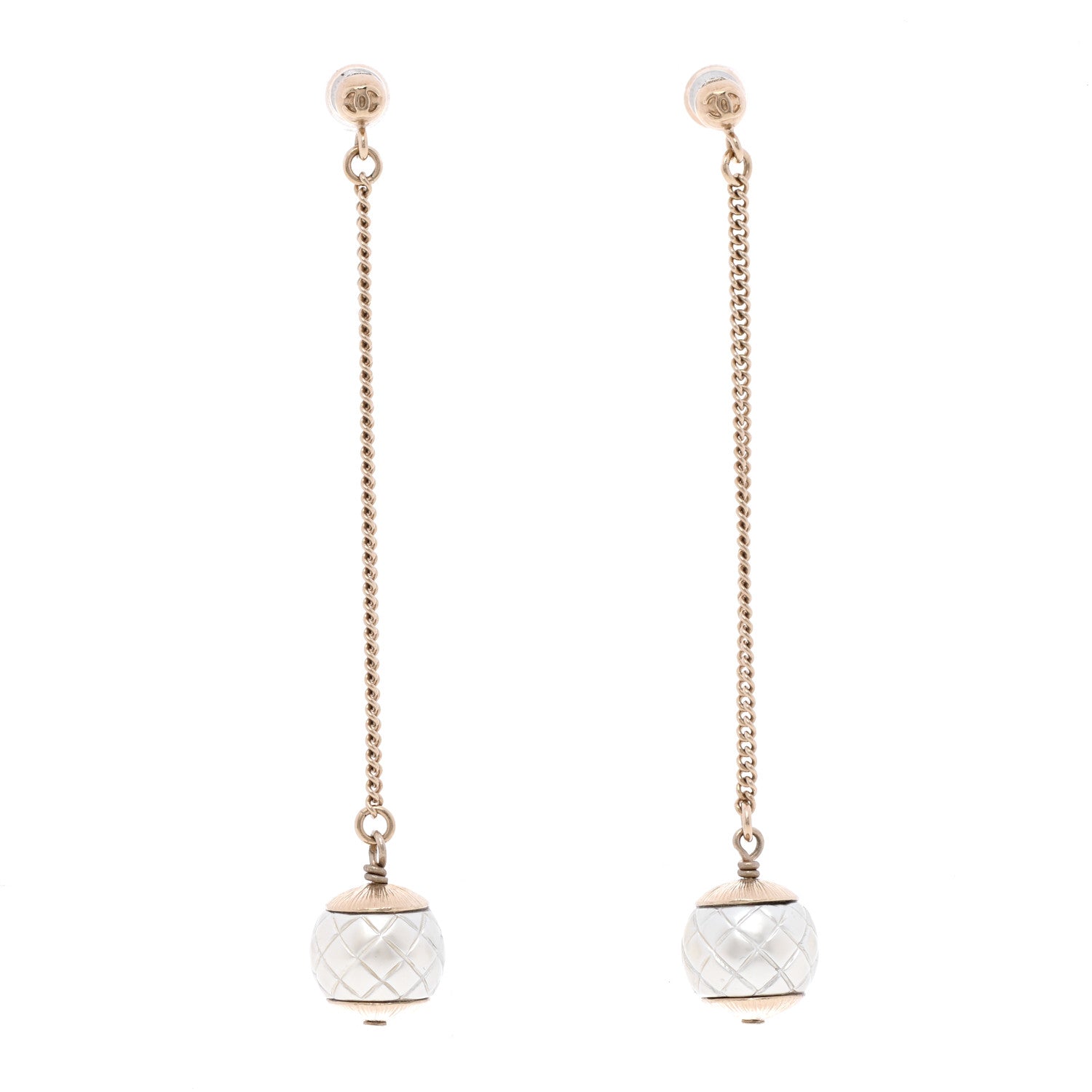 Chanel Pearl Dangle Earrings Gold 1 of 5