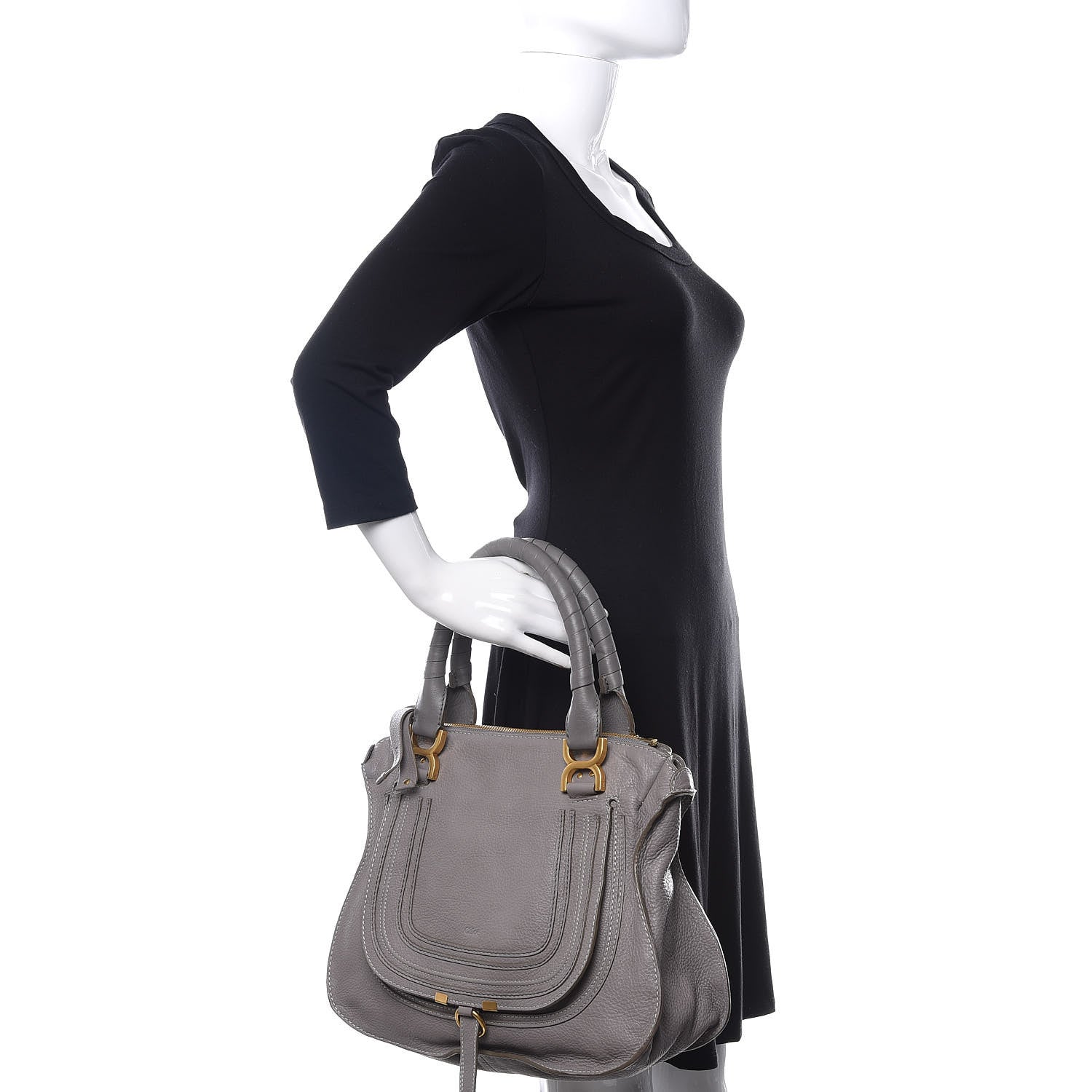 Chloe Calfskin Medium Marcie Satchel Cashmere Grey 2 of 10