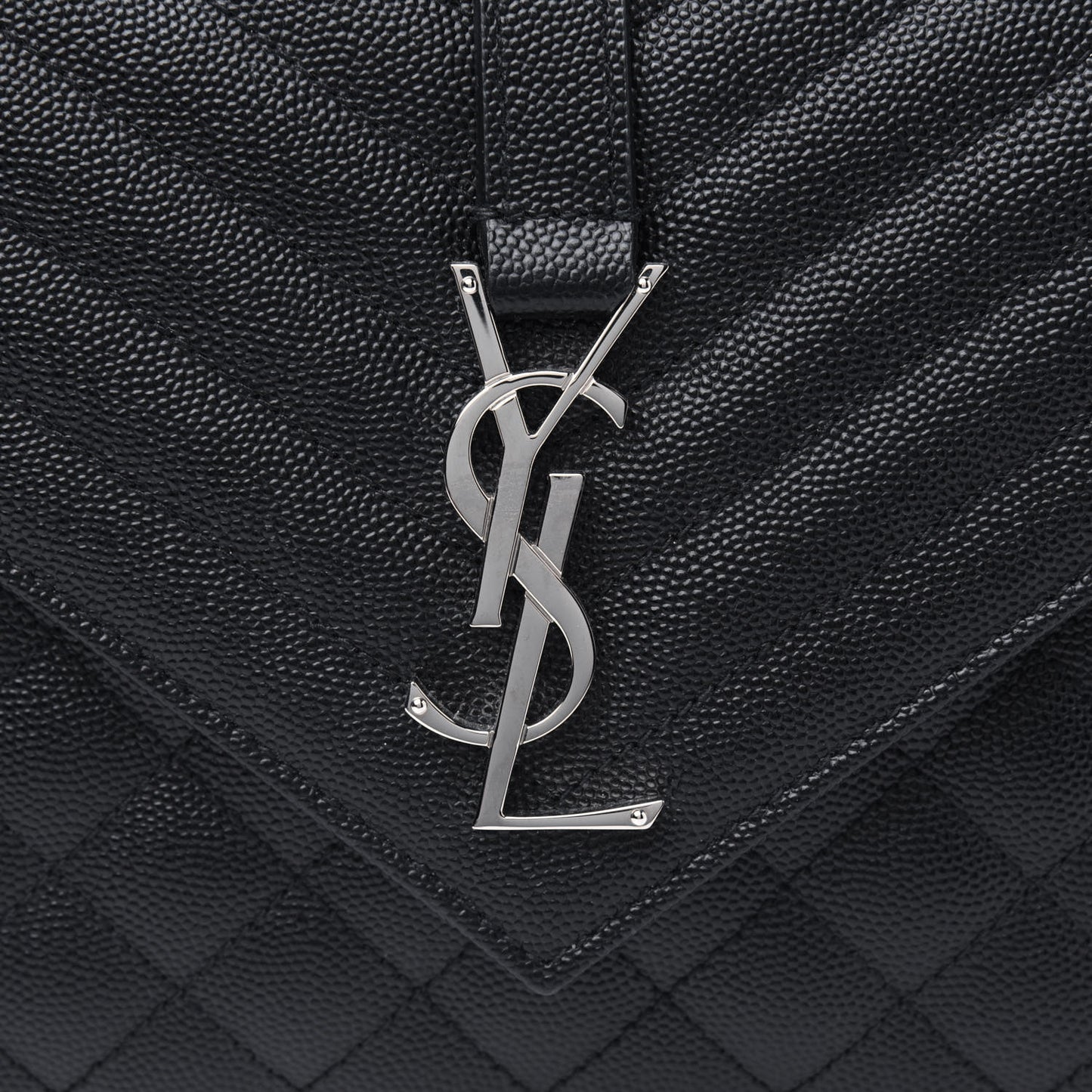Grain De Poudre Textured Mixed Matelasse Triquilt Medium Monogram Satchel Black