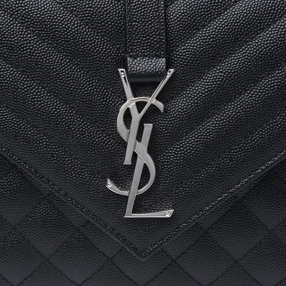 Saint Laurent Grain De Poudre Textured Mixed Matelasse Triquilt Medium Monogram Satchel Black 5 of 5