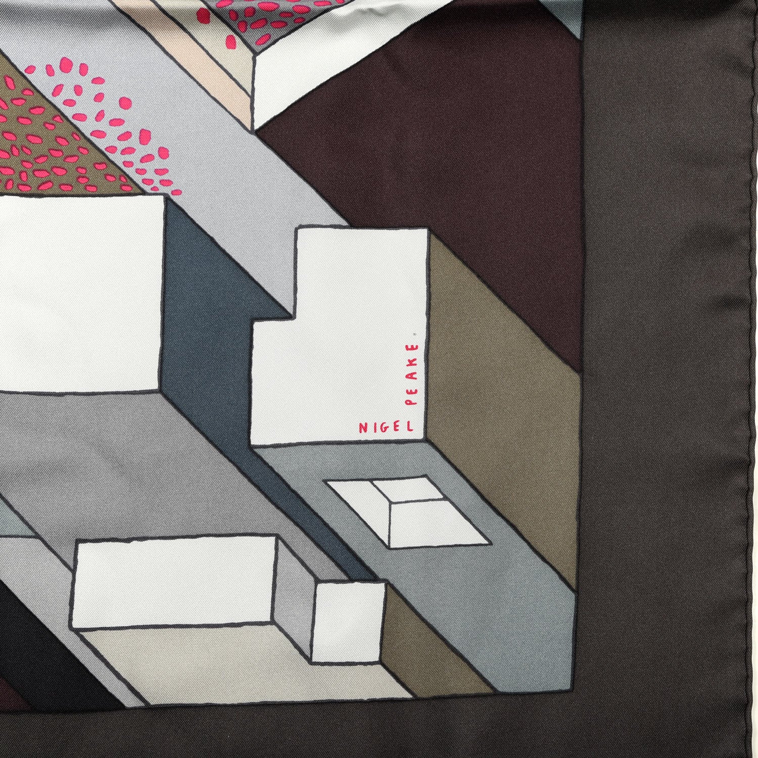 Hermes Silk On a Summer Day Shawl 140 Anthracite Gris Rose 2 of 4