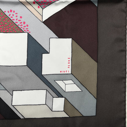 Hermes Silk On a Summer Day Shawl 140 Anthracite Gris Rose 2 of 4