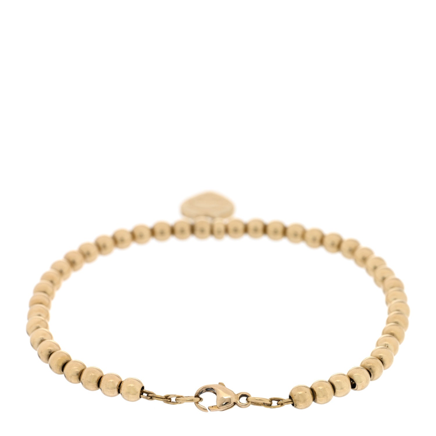 Tiffany 18K Yellow Gold 4mm Return to Tiffany Bead Heart Tag Bracelet 2 of 4