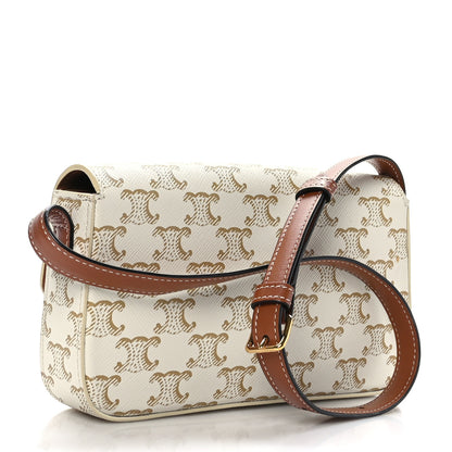 Celine Canvas Calfskin Triomphe Shoulder Bag White 3 of 10