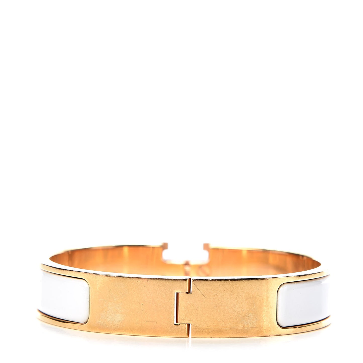 Enamel Narrow Clic Clac H Bracelet GM White