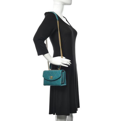 Chanel Lambskin Quilted Small Top Handle Bag Turquoise 2 of 12