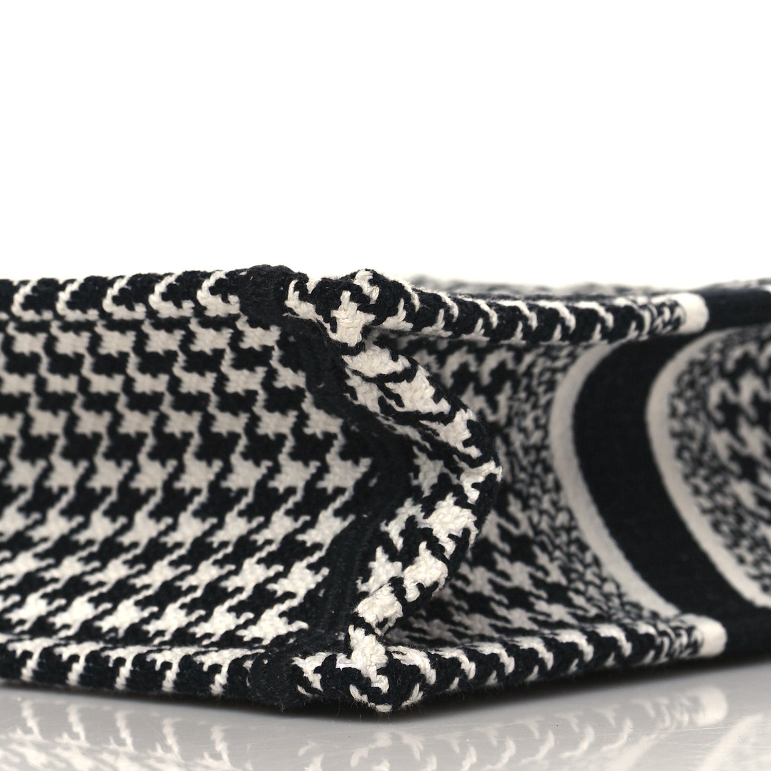 Christian Dior Canvas Houndstooth Embroidered Mini Book Tote Phone Bag Black White 8 of 8