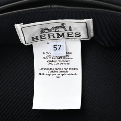Hermes Wool Calfskin Dani Cap 57 Marine Black 8 of 8