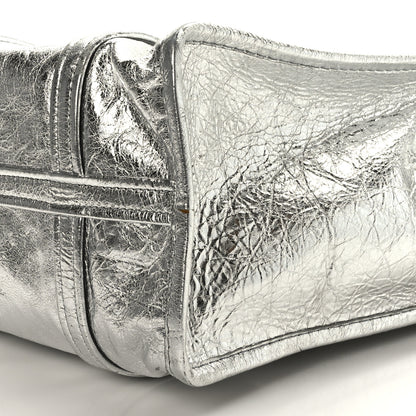 Balenciaga Metallic Calfskin S Bazar Shopper Tote Silver Hardware 9 of 11