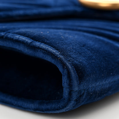 Gucci Velvet Matelasse GG Marmont Clutch Cobalt Blue 9 of 10