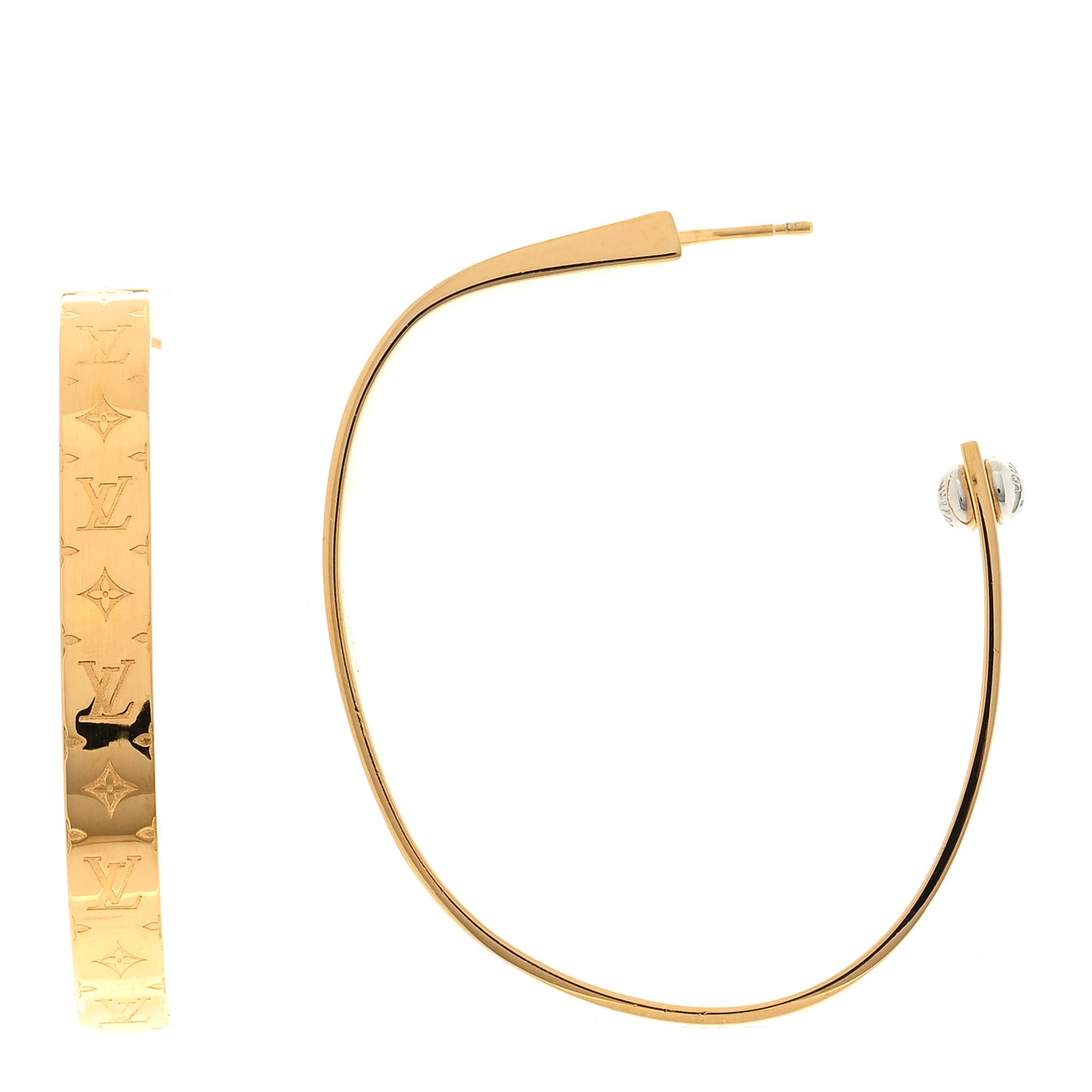 Metal Nanogram Hoop Earrings Gold
