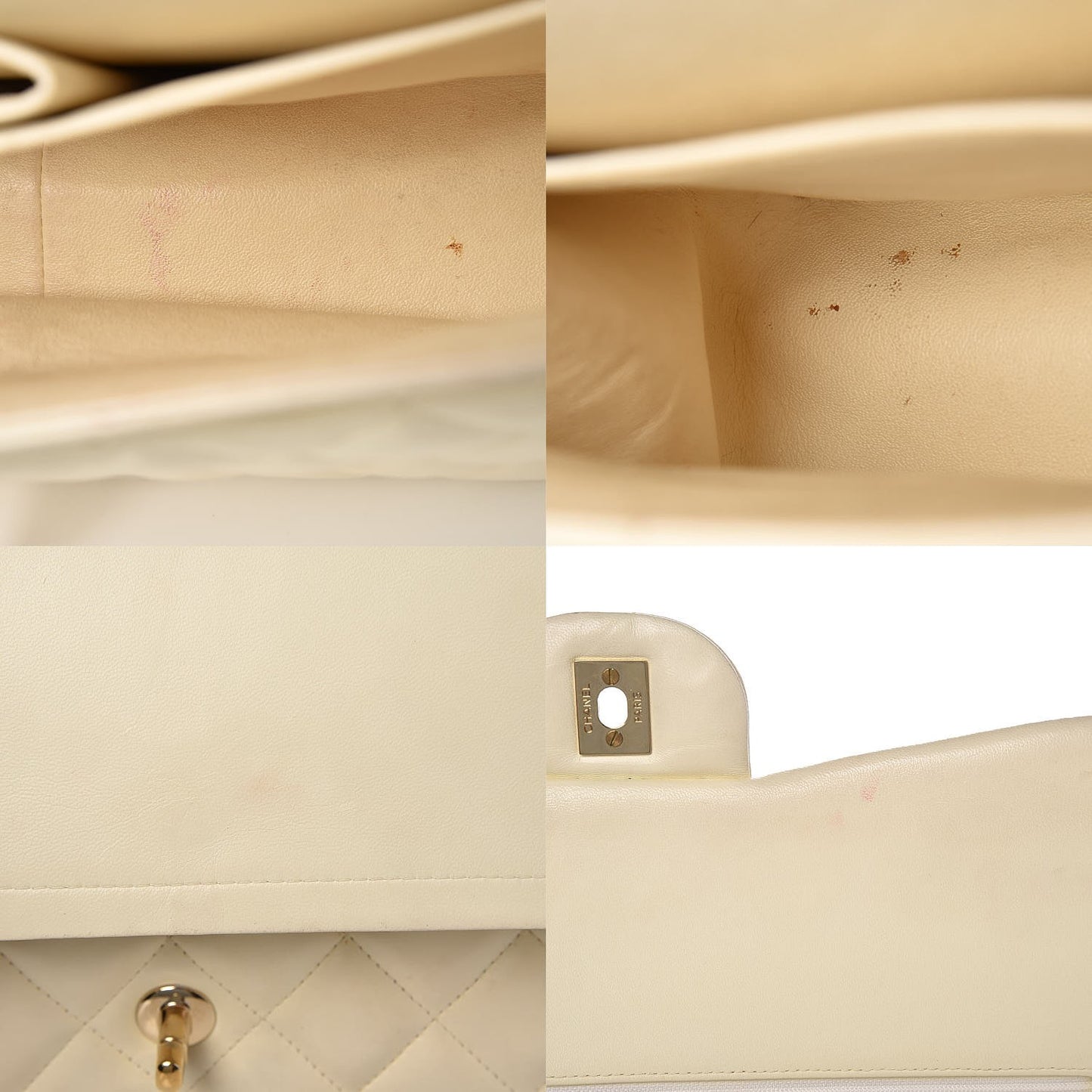 Lambskin Quilted Jumbo Double Flap Bag White
