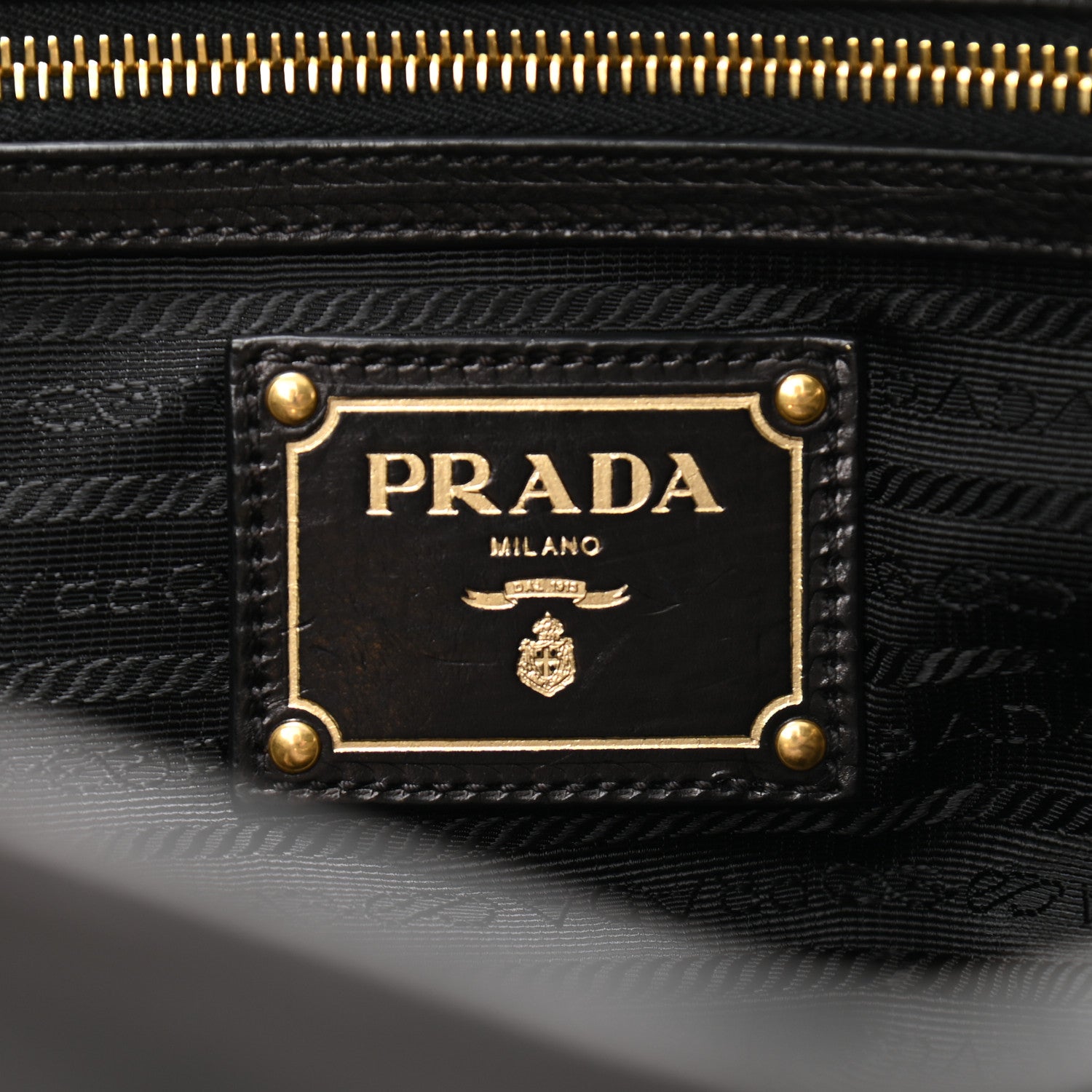 Prada Glace Calf Studded Tote Black 5 of 9