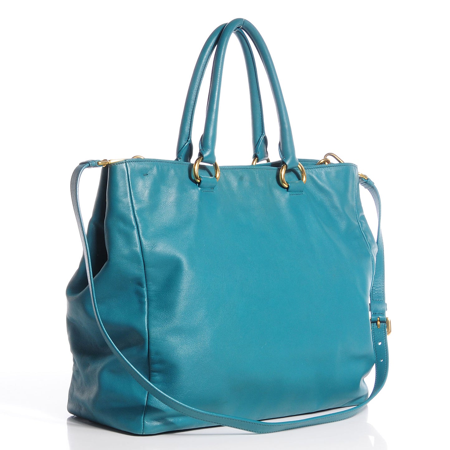 Soft Calf Shopping Tote Turchese