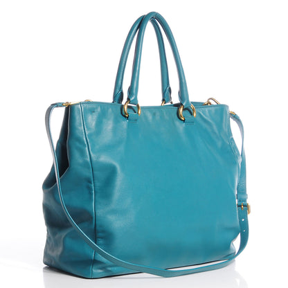Prada Soft Calf Shopping Tote Turchese 3 of 10