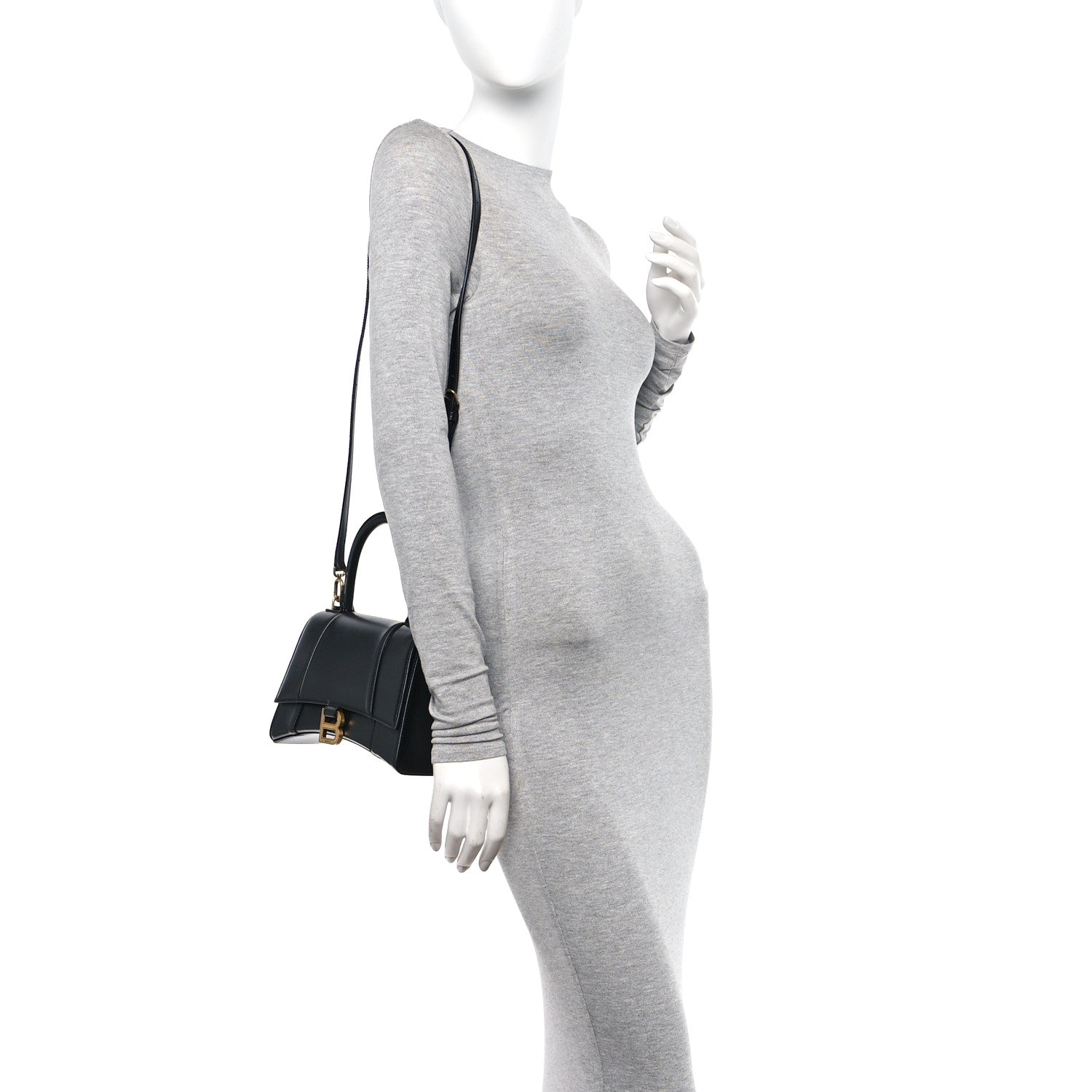 Balenciaga Shiny Box Calfskin Small Hourglass Top Handle Bag Black 2 of 10