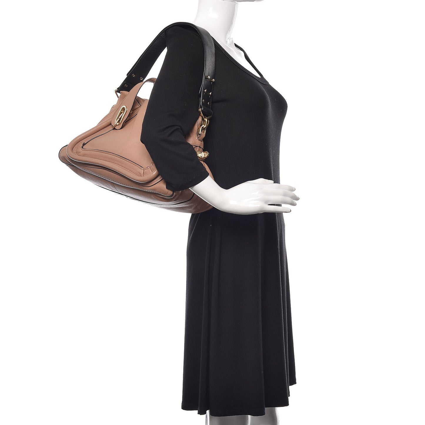 Calfskin Medium Military Paraty Nude Black