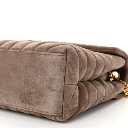 Saint Laurent Suede Y Quilted Monogram Medium Loulou Chain Satchel Taupe 10 of 11