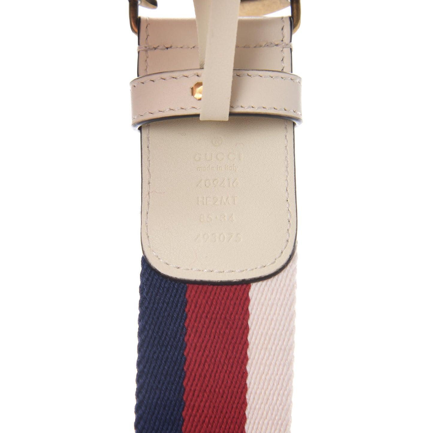 Nylon Calfskin Sylvie Web Double G 40mm Belt 85 34 Mystic White Hibiscus Red Maritime
