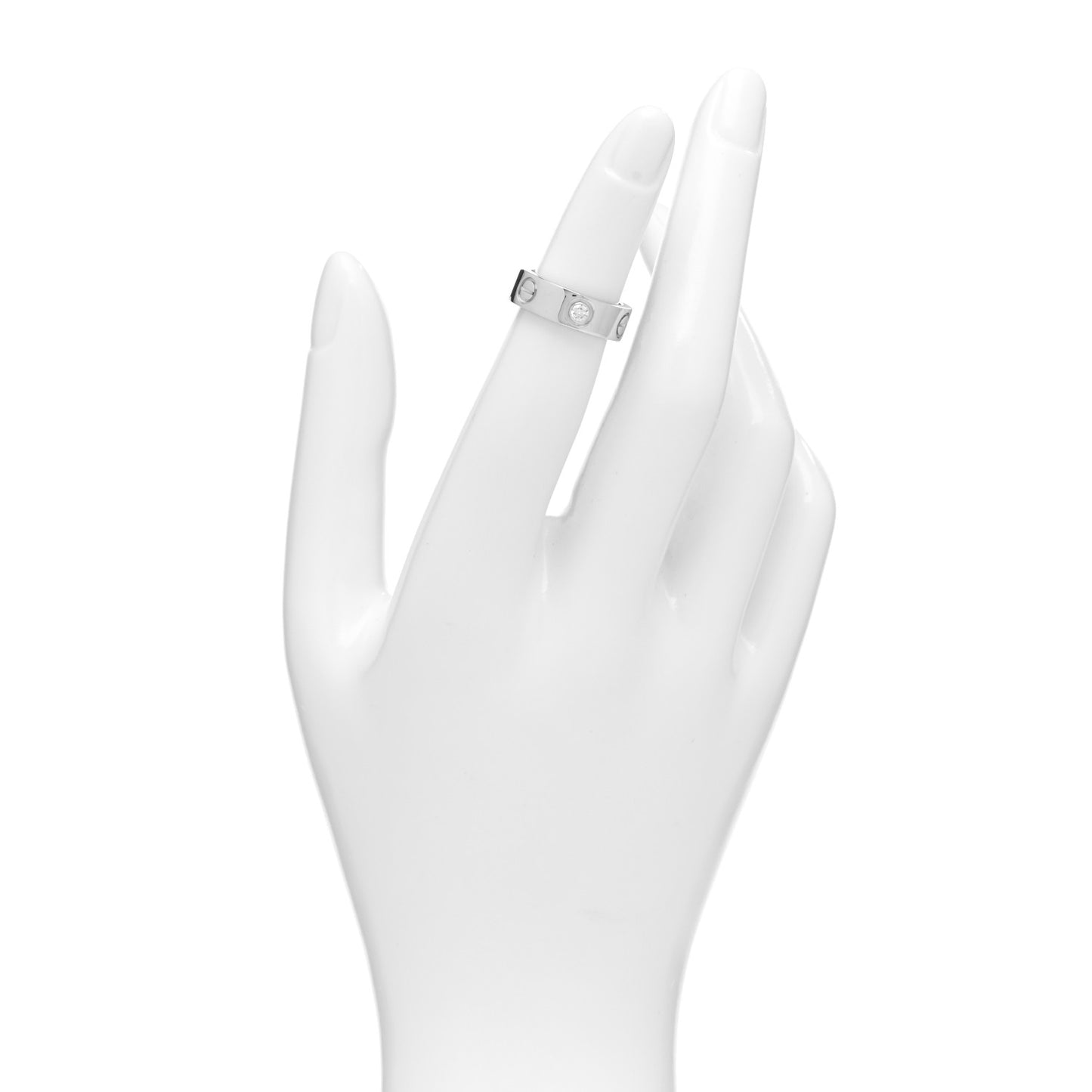 18K White Gold 3 Diamond 5.5mm LOVE Ring 46 3.75