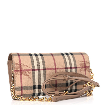 Burberry Haymarket Check Henley Wallet On Chain Mid Camel 2 of 4