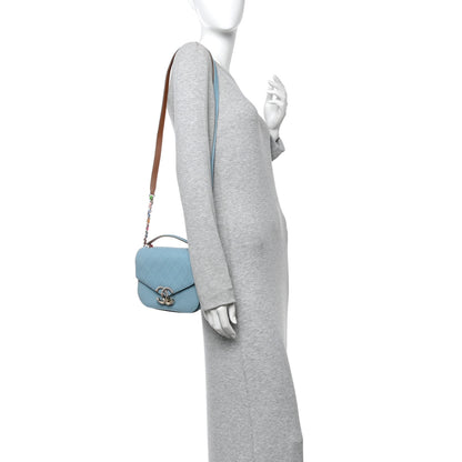 Chanel Grained Calfskin Quilted Small Cuba Top Handle Flap Blue 2 of 10