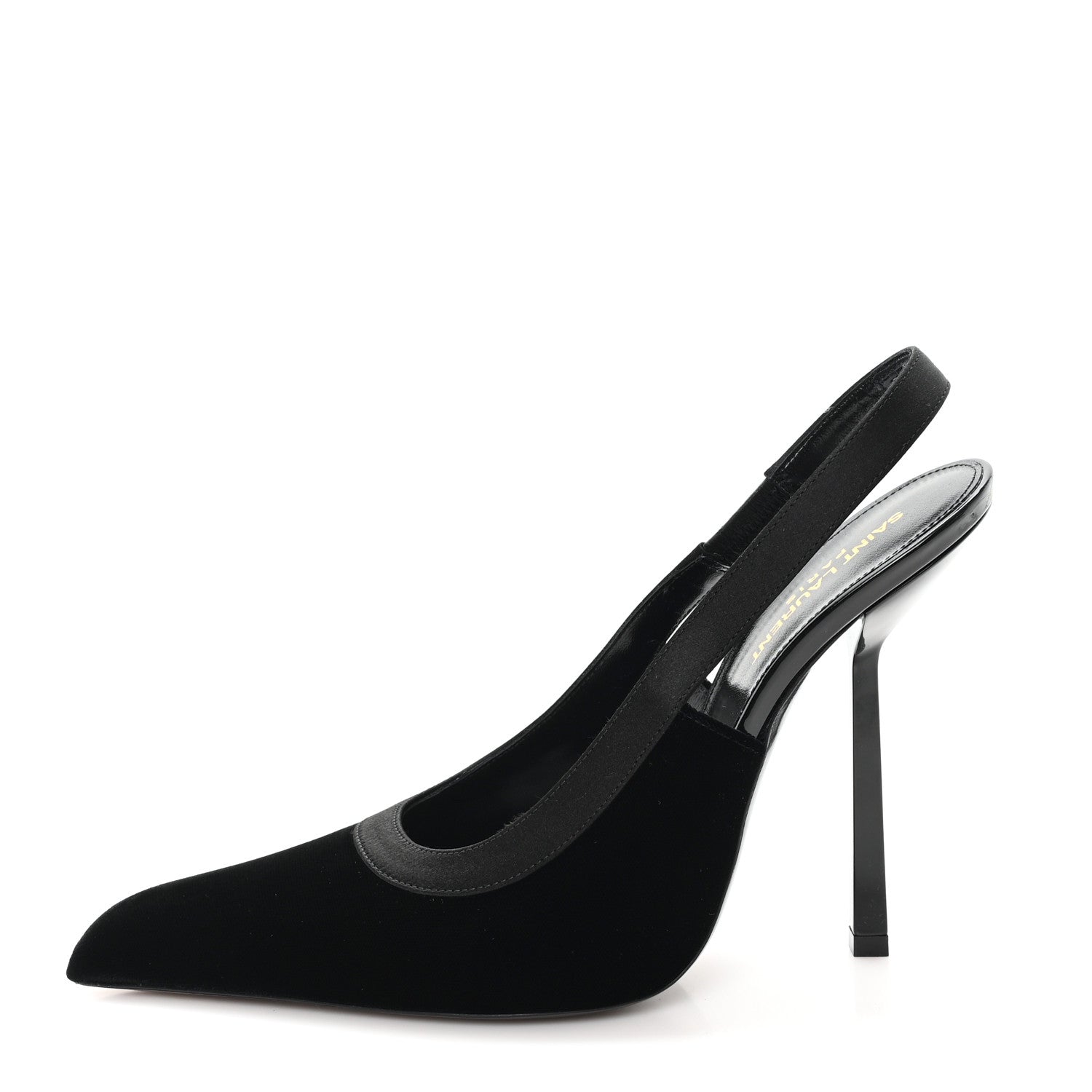 Saint Laurent Velluto Master Raso Regale Victoire 115 Slingback Pumps 40 Black 1 of 10